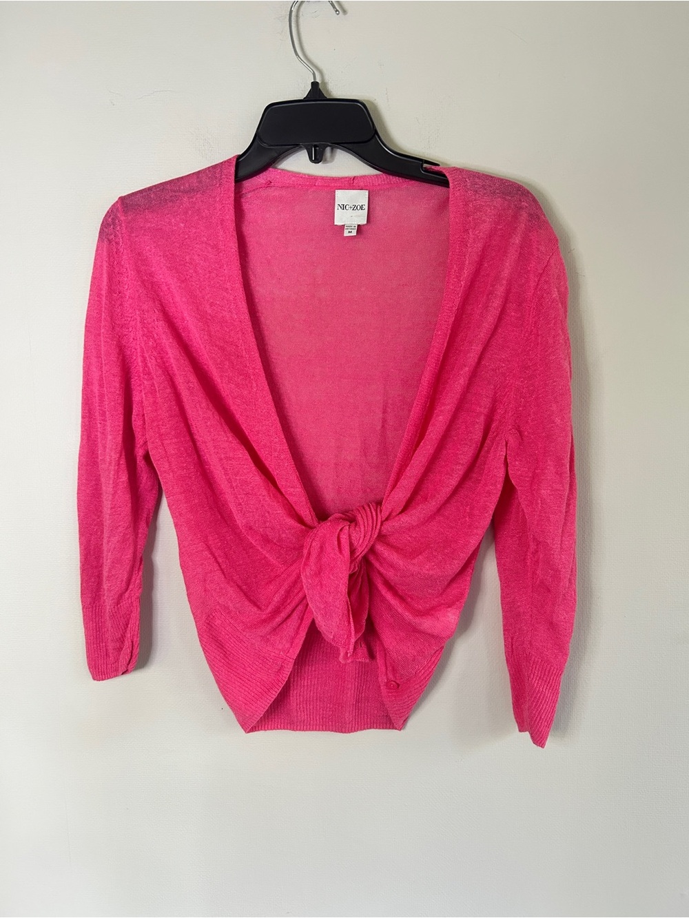 NIC+ZOE Lightweight Linen Knit 4 Way Convertible Cardigan Wrap Tie Front Layer M - Picture 3 of 10